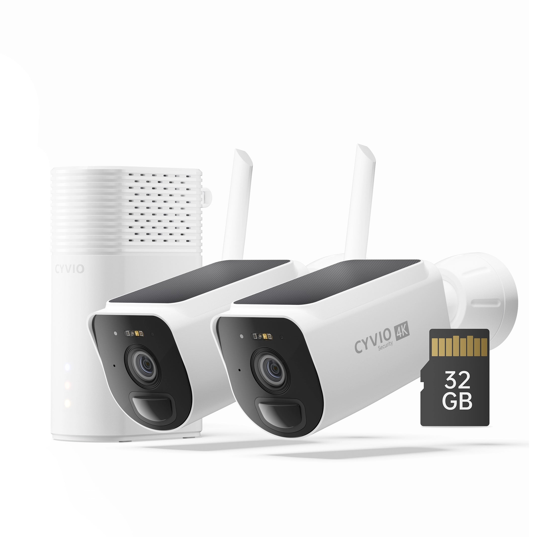 N1812 4K Ultra-Long Range Wi-Fi Solar Wireless Security Camera System 2 Pack with 32GB microSD Card