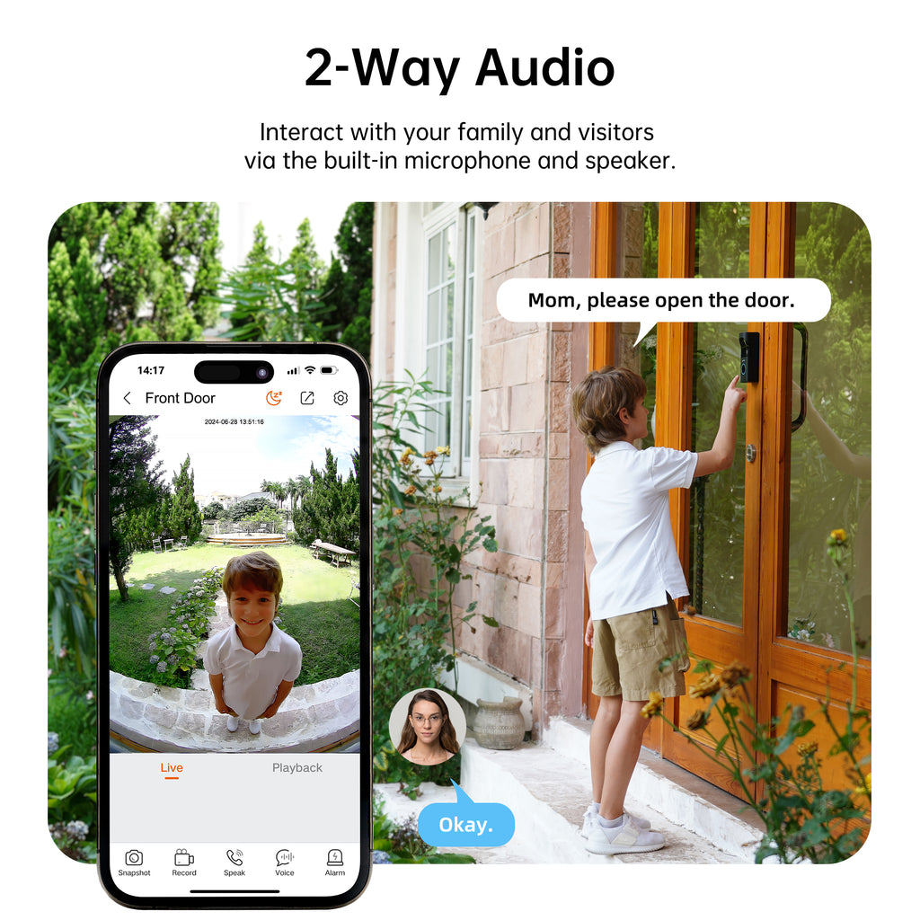 R112 5MP 160° Ultra-Wide View Wired/Battery Video Doorbell Pack with 16GB microSD Card